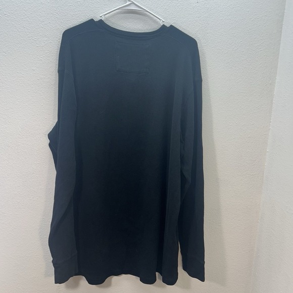 Old Navy Black Waffle Knit Henley Thermal Shirt Long Sleeve Y2K Sz XL Grunge - Picture 4 of 5